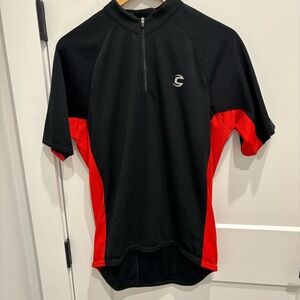 Men's Black & Red Cycling Jersey with Front Zip